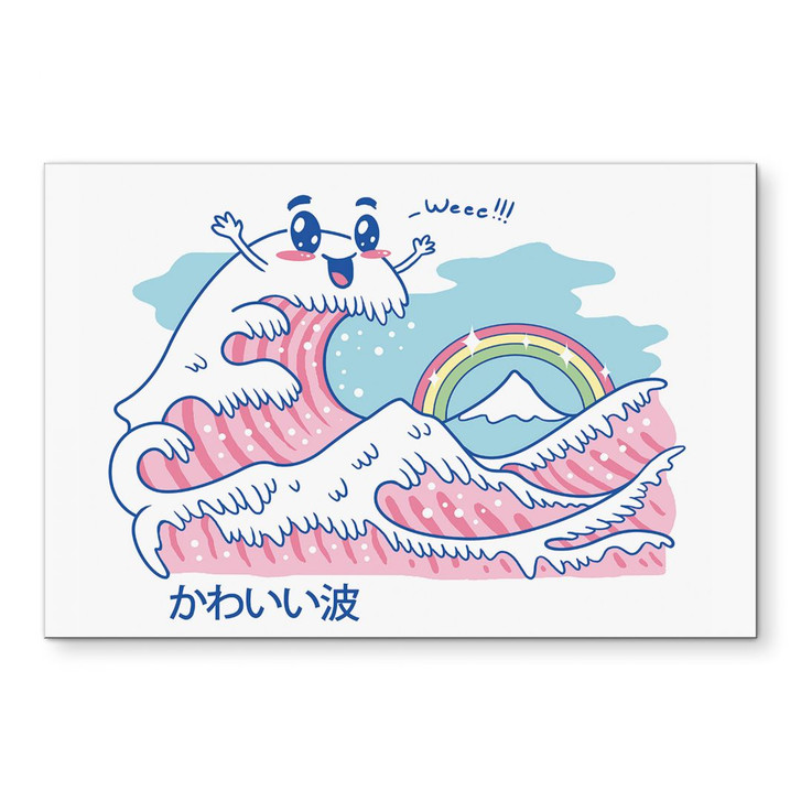Wandbild Kawaii Welle mit Regenbogen und Berg Fuji - Trinidad - Alu-Dibond - WA422273