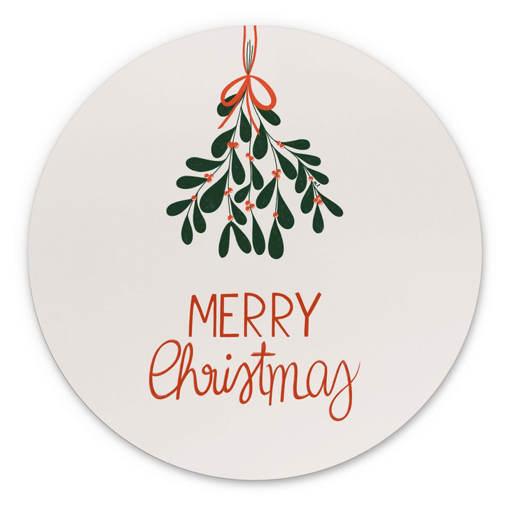 Wandbild Merry Christmas mit Mistelzweig - Lisboa - Alu-Dibond Rund - WA491497
