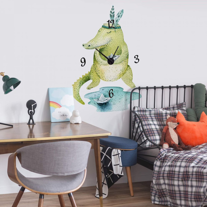 Wandtattoo Kvilis - Kroko mit Papierboot Wanduhr - WA312630