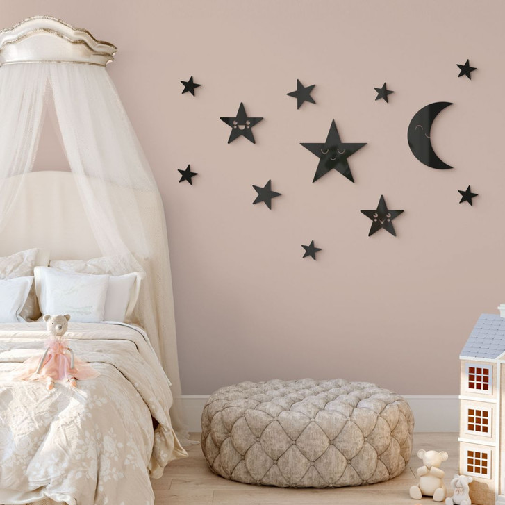 Acryldeko Mond und Sterne Set - Kawaii - WA421644