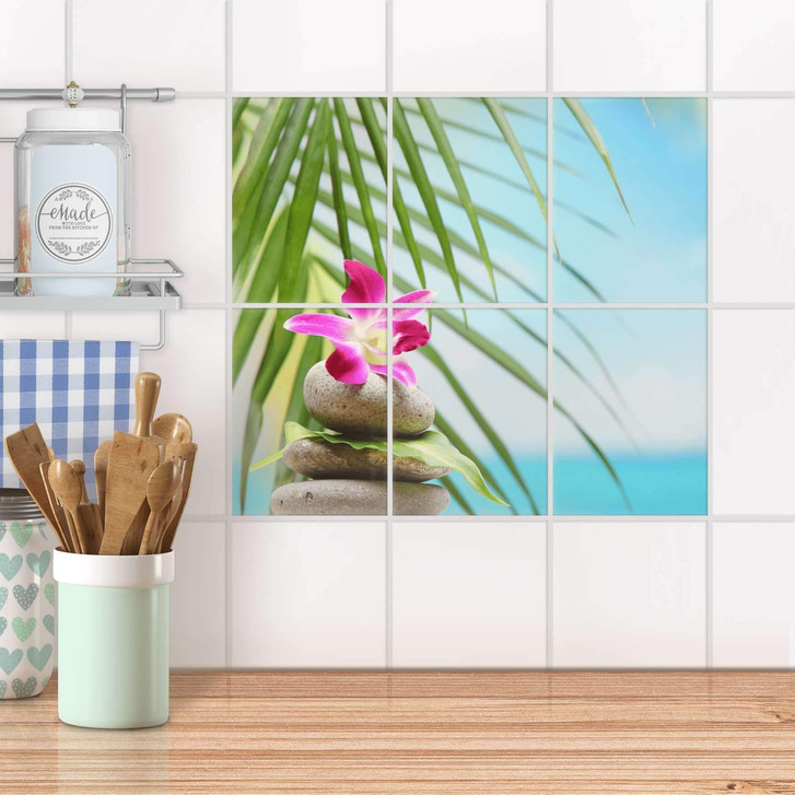 Fliesenaufkleber hoch - Lotus Flower - 6er Set - CR100607