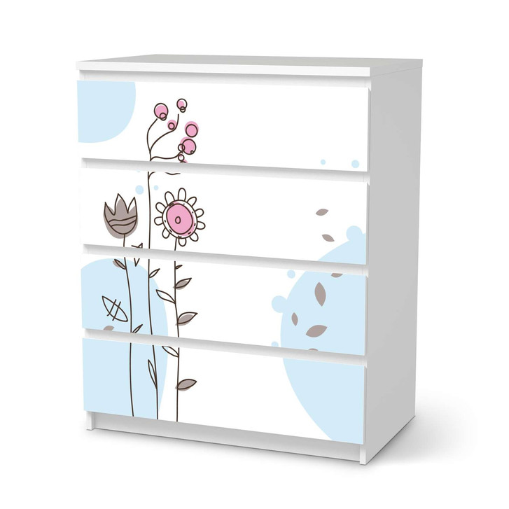 Folie IKEA Malm Kommode 4 Schubladen - Flowers 3 - CR105602