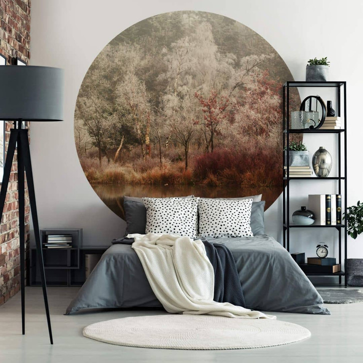 Fototapete van Dongen - Gefrorener Wald - Rund - Selbstklebend/Vlies - WA320395