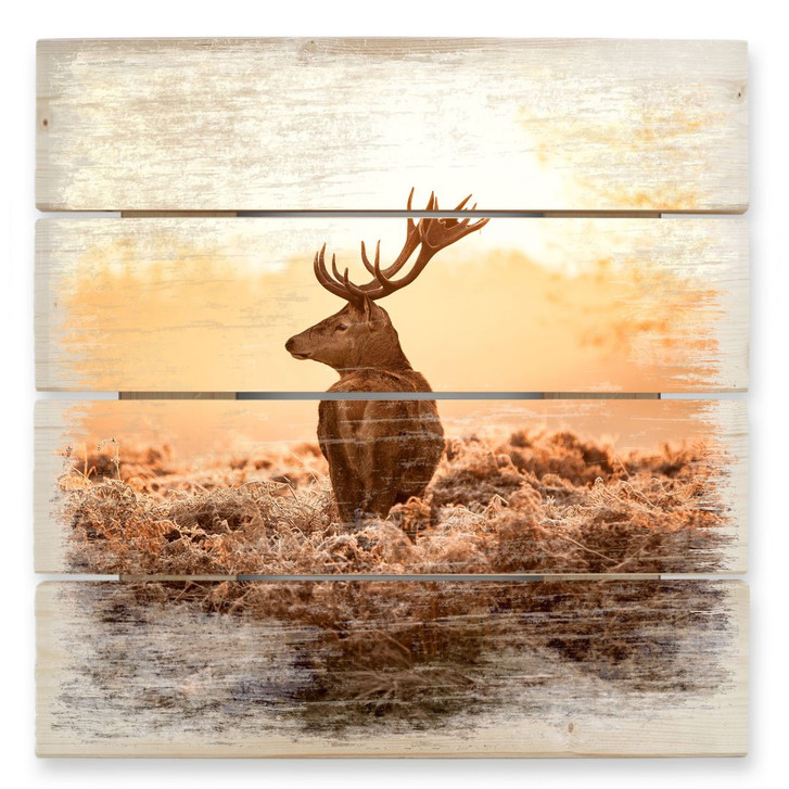 Holzbild Majestätischer Hirsch - 40 x 41.5 cm - WA132287
