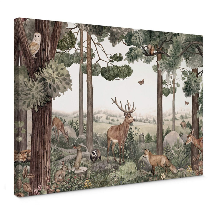 Leinwandbild Kikki Belle - Heimische Tiere im Wald - WA366570