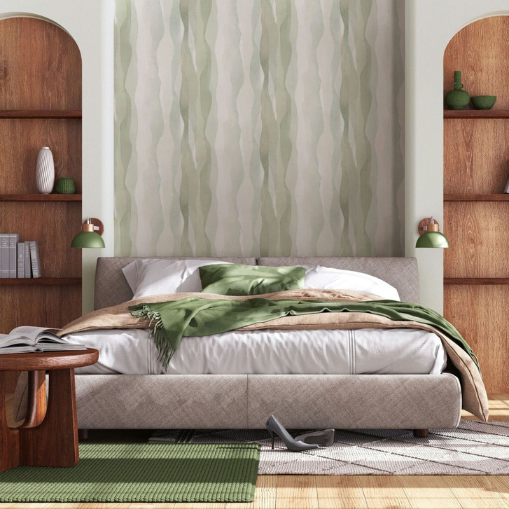 Vliestapete in Grün Abstrakte Streifenoptik Grafisch Modern - WA457159