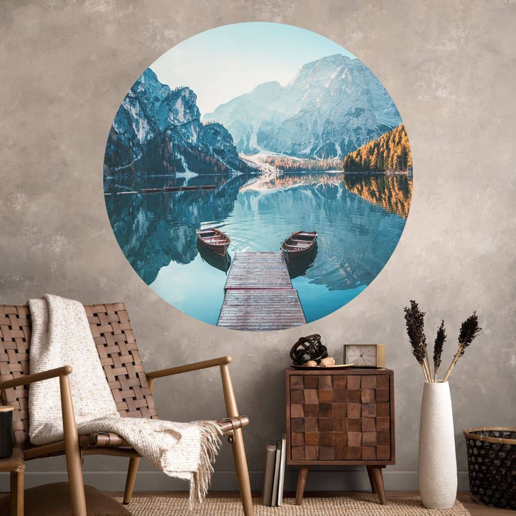 Wandtattoo Holzsteg am Pragser See in den Dolomiten - Rund - WA433770