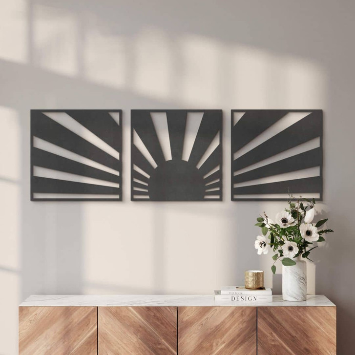 MDF Wanddeko - Sonnenuntergang Boho (3-teilig) - WA405595