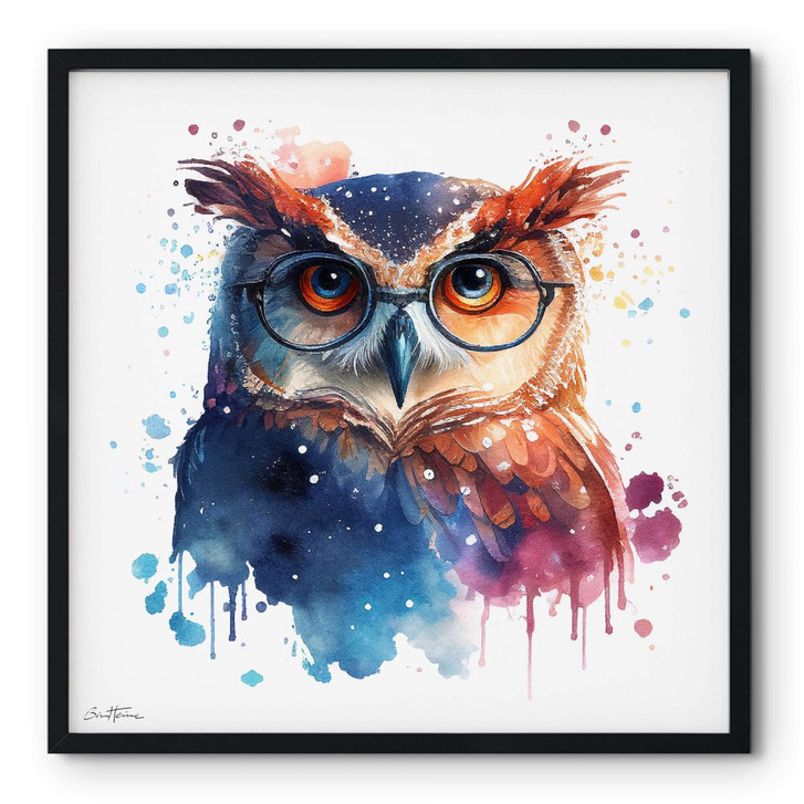 Poster Heine - Intelligente Eule mit Brille - Astro Cruise - Quadratisch - WA407665