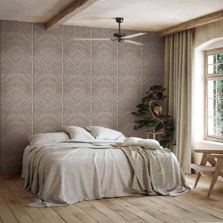 Vliestapete Holz, Geometrisch Holzoptik Geometrisch, Landhaus matt in Grau - WA483155