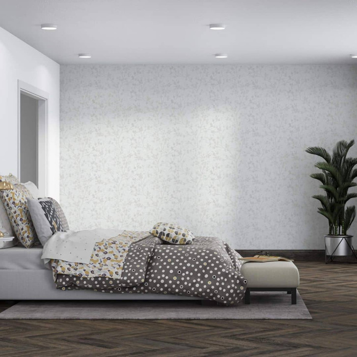 Vliestapete mit leicht glänzendem Blattmotiv weiss Floral - WA446199