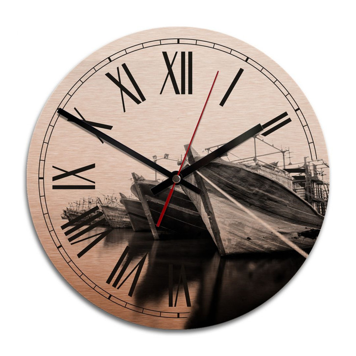 Wanduhr Alu-Dibond-Kupfereffekt - Leinen los - Ø 28cm - WA243322