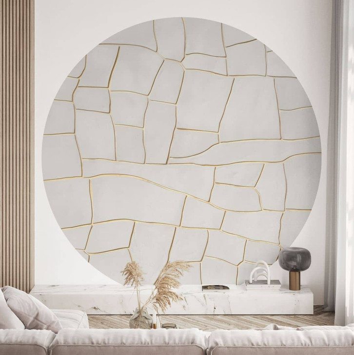 Fototapete Abstraktes Rissmuster in Beige - Alma - Rund - Selbstklebend/Vlies - WA493828