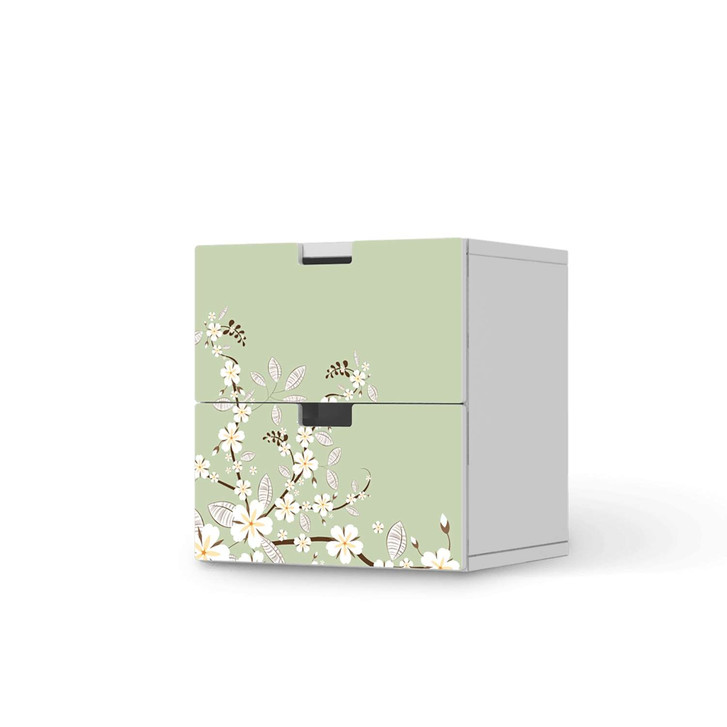 Klebefolie IKEA Stuva / Malad Kommode - 2 Schubladen - White Blossoms - CR110398
