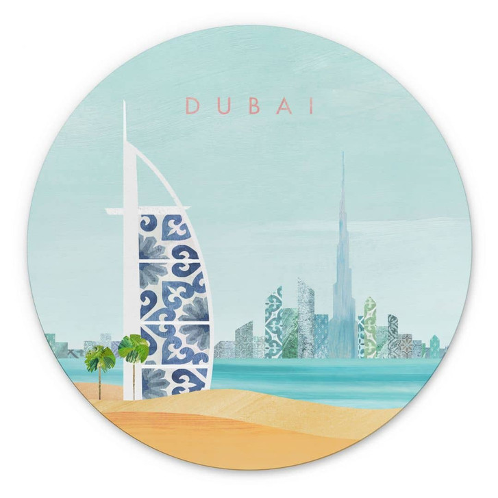 Wandbild Strand von Dubai - Burj Al Arab - Rivers - Alu-Dibond Rund - WA464984