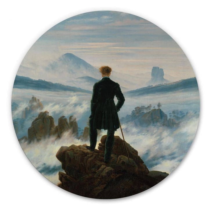 Alu-Dibond Friedrich - Der Wanderer über dem Nebelmeer - Rund - WA351673