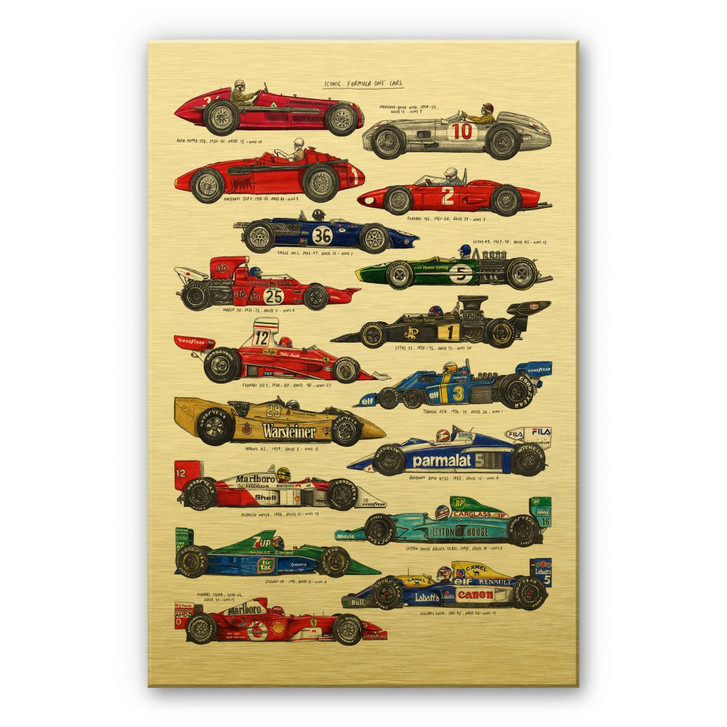 Alu-Dibond mit Goldeffekt Sparshott - Rennautos - WA270625