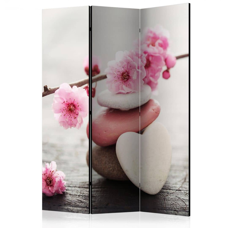 Paravent, Raumteiler freistehend, Trennwand - Blumige Zen-Köstlichkeit, 3-teilig - 135 x 172 cm - WA454184