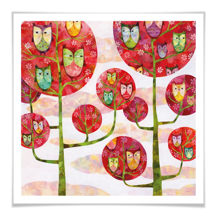 Poster Blanz - Eulen im Wald wie Beispielbild - 40 x 40 cm - RS102996