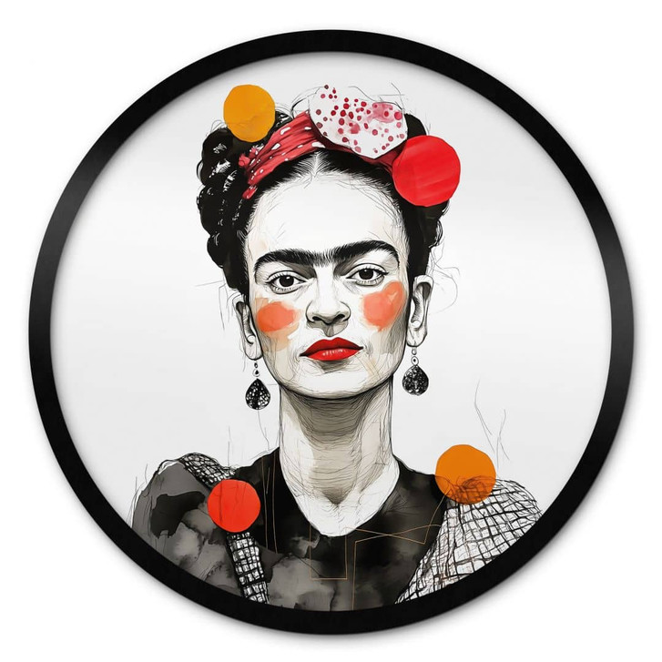 Poster Frida Kahlo Pop-Art Porträt - Jaszke - Rund - WA460172