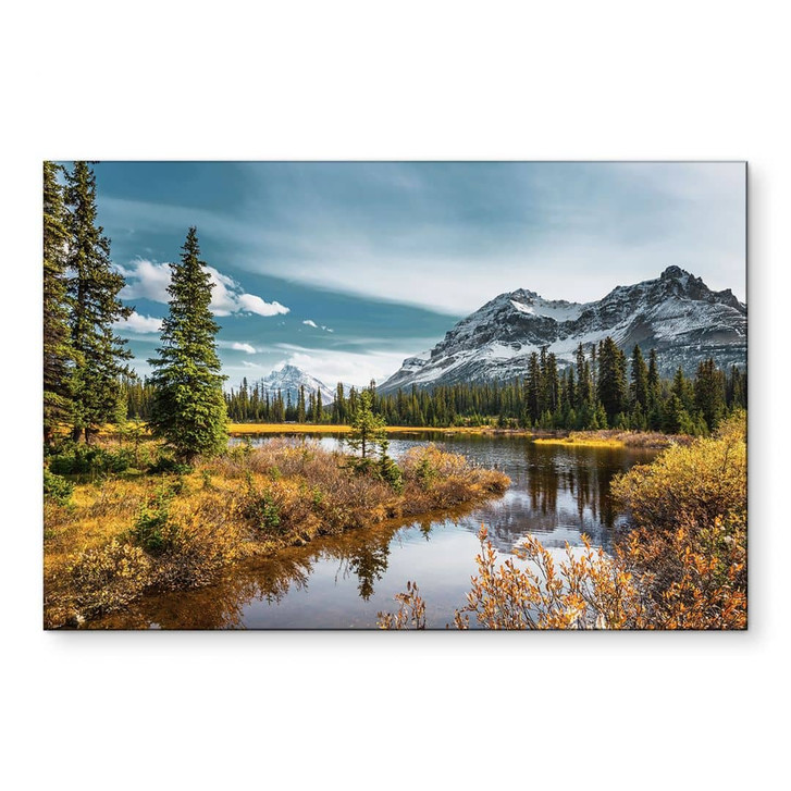 Wandbild Berg-Idylle am zauberhaften Kiefernwald - Alu-Dibond - WA431561