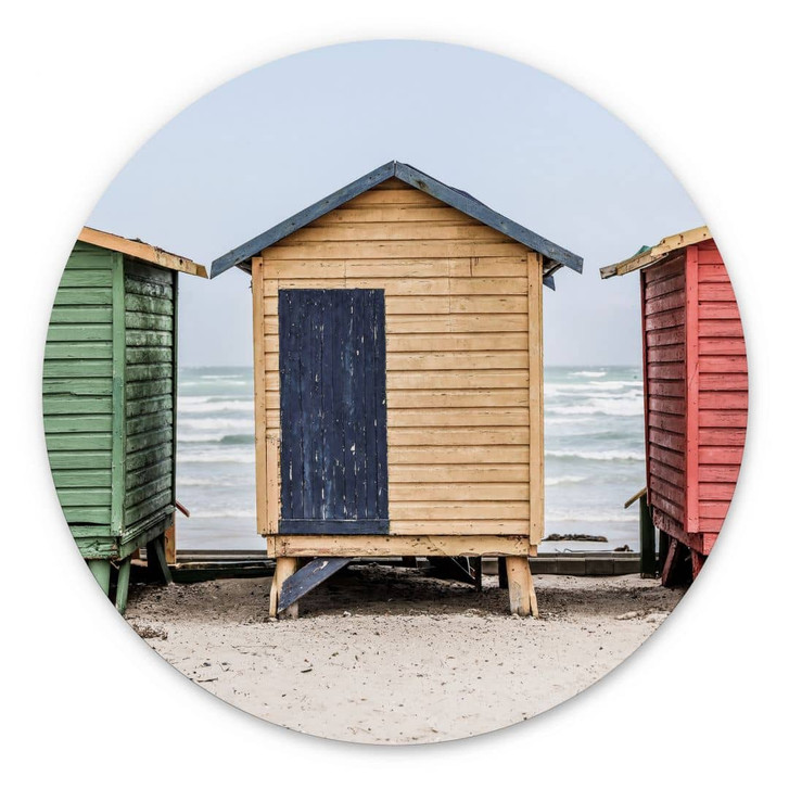 Wandbild Küstencharme - Bunte Hütten am Meer - Shot by Clint - Alu-Dibond Rund - WA458371