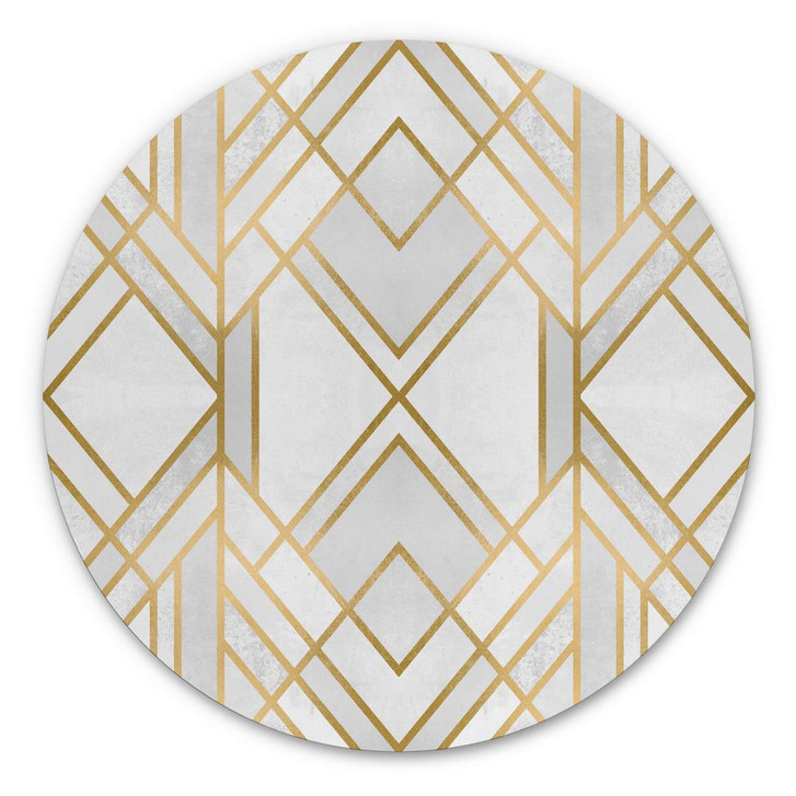 Alu-Dibond Fredriksson - Art Deco: Goldene Geometrie - Rund - WA330641