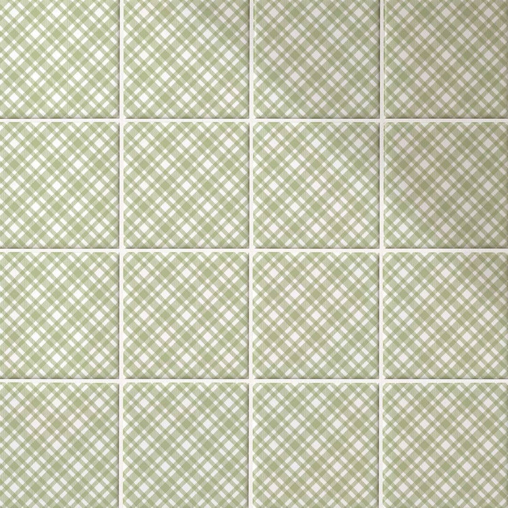 Fliesenaufkleber Kariertes Muster in Pistazie-weiss - 12er Set - WA459206