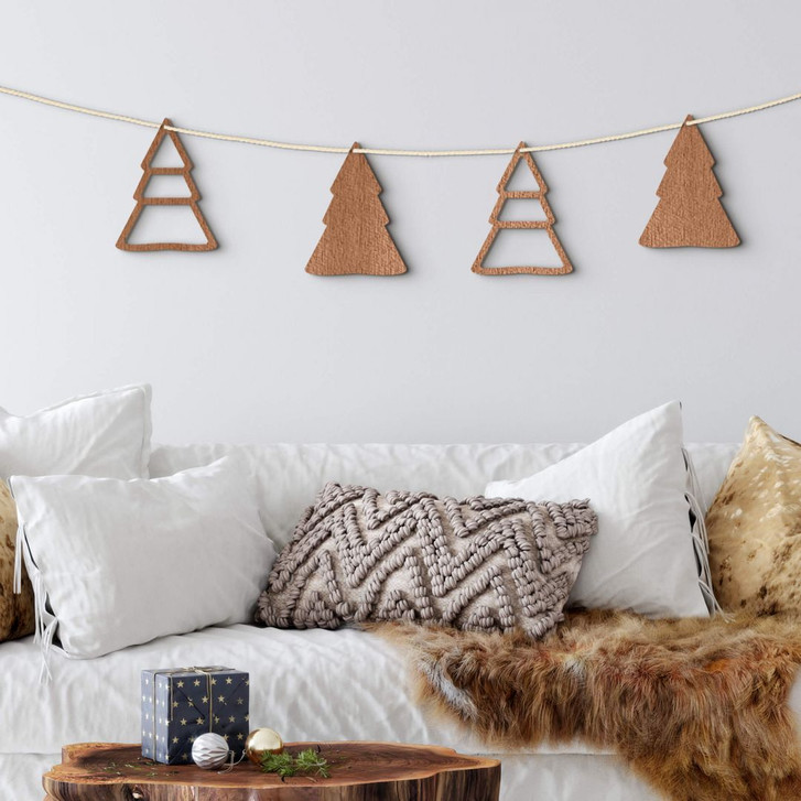 Holzdeko Weihnachten - Tannenbaum Anhänger Mahagoniholz (4-teilig) - je 8x10cm - WA346631