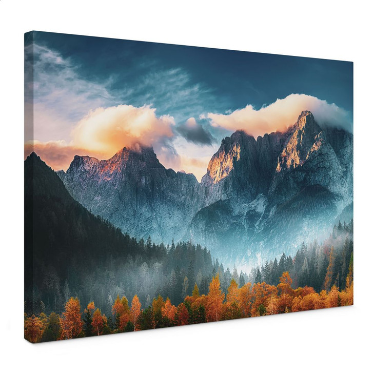 Leinwandbild Herbstliche Landschaft am Gipfel Triglav in den Julischen Alpen - WA432992