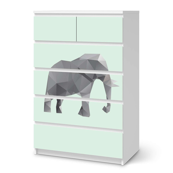 Möbel Klebefolie IKEA Malm Kommode 6 Schubladen (hoch) - Origami Elephant - CR113755