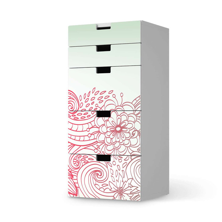 Möbel Klebefolie IKEA Stuva / Malad Kommode - 5 Schubladen - Floral Doodle - CR114087