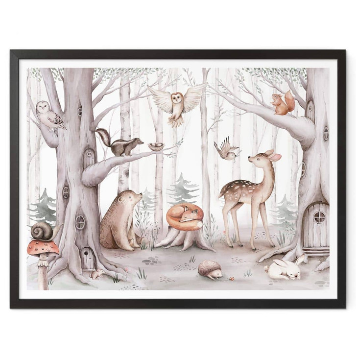 Poster Kinderzimmer Süsse Tiere im Wald - Kvilis - WA408318