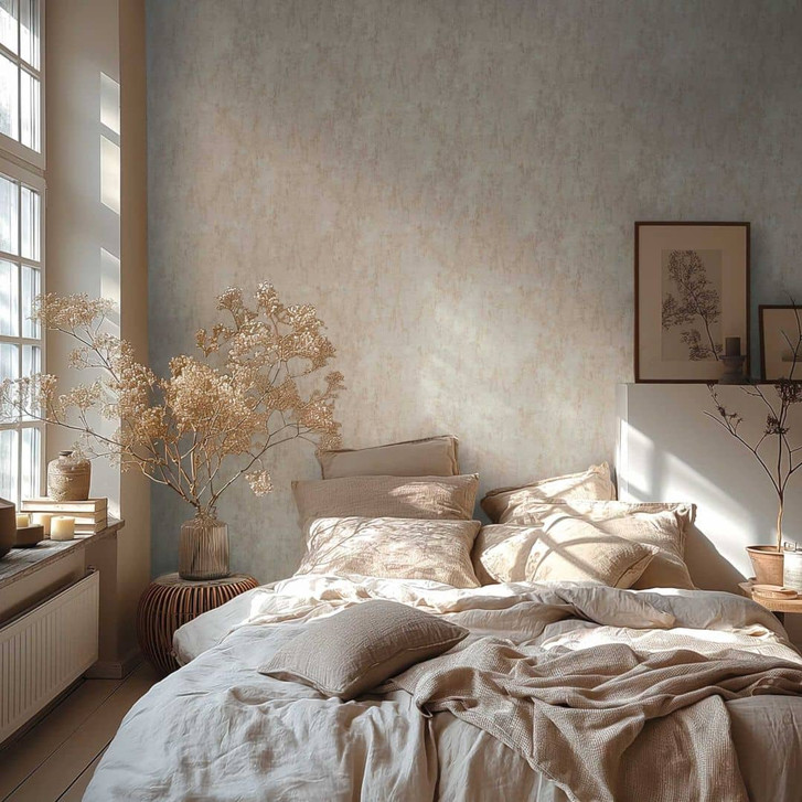 Vliestapete in Beton-Optik Creme Beige – Strukturtapete mit Putzcharakter - WA465636