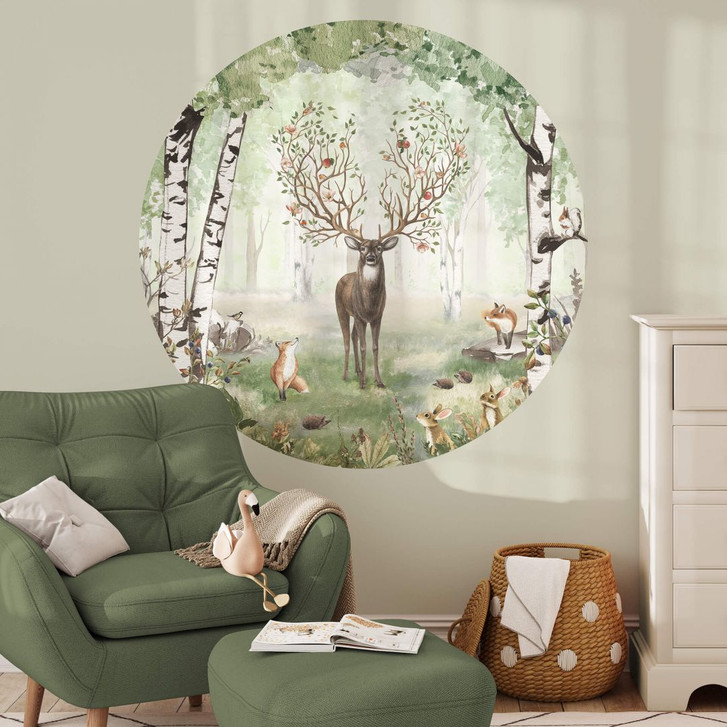 Wandtattoo Kikki Belle - Hirsch im Sommer - Rund - WA383747