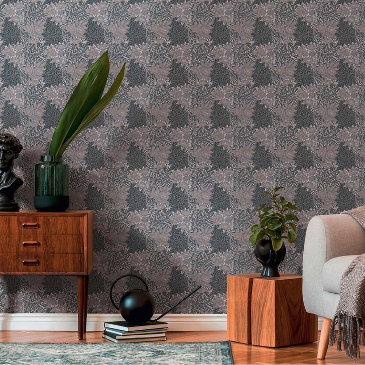 Blumen-Vliestapete mit floralem Muster Grau - Tapete mit Gräsern - WA396208