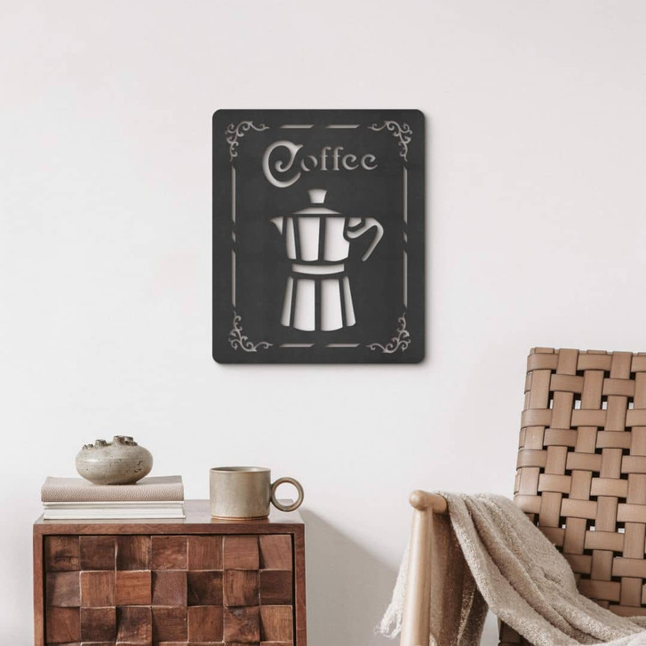 Deko-Schild Coffee - Espresso Kaffeekanne - MDF - WA405833