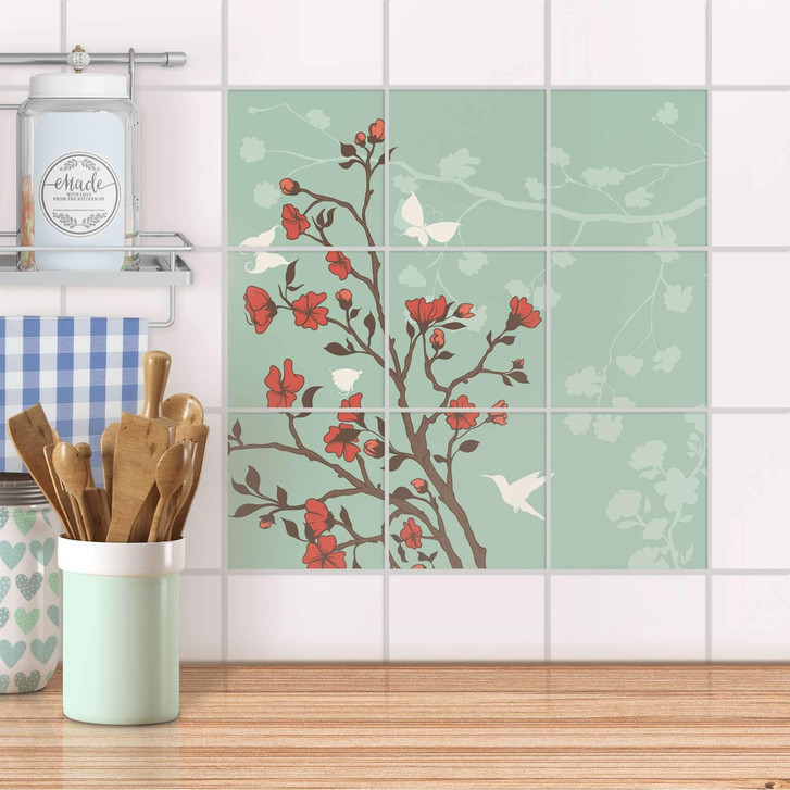 Klebefliesen - Blütenzauber - 9er Set - CR107790