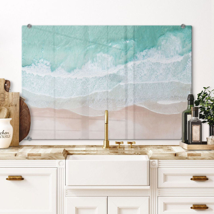 Spritzschutz Sanfte Wellen am Strand | Türkisblaues Meer - Sisi & Seb - WA486070