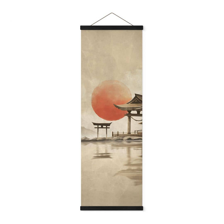 Stoffbild Japanischer Tempel im Sonnenaufgang - Roze - Panorama - WA448326