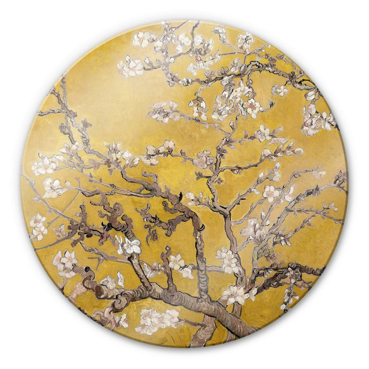 Glasbild van Gogh - Mandelblüte Ocker - Rund - WA299502