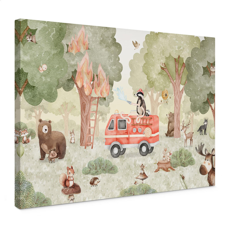 Leinwandbild Tier-Feuerwehr im Wald - Oliver Robins - WA515082