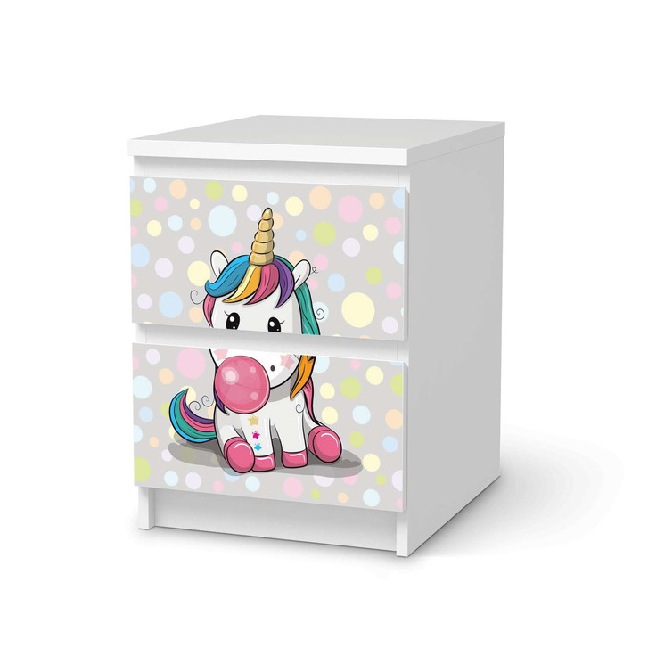 Möbelfolie IKEA Malm Kommode 2 Schubladen - Rainbow das Einhorn - CR116211