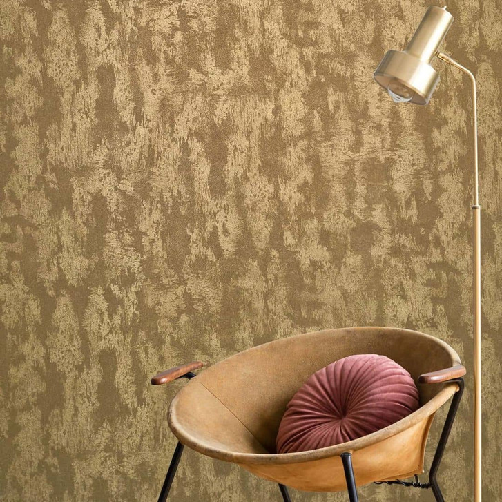 Vliestapete Krone, Betonoptik Metalloptik Modern glänzend in Gold - WA473123