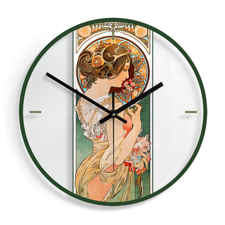 Wanduhr aus Glas - Mucha - Schlüsselblume Ø30cm - WA298342