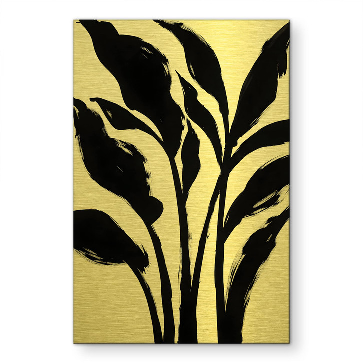 Alu-Dibond gebürstet mit Goldeffekt - Botanische Pinselkunst - Bruzual - WA518054