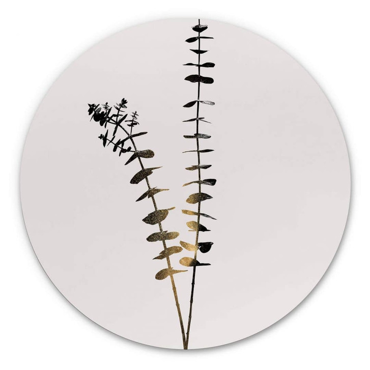 Alu-Dibond Kubistika - Schwarz-Goldener Eukalyptus - WA325592