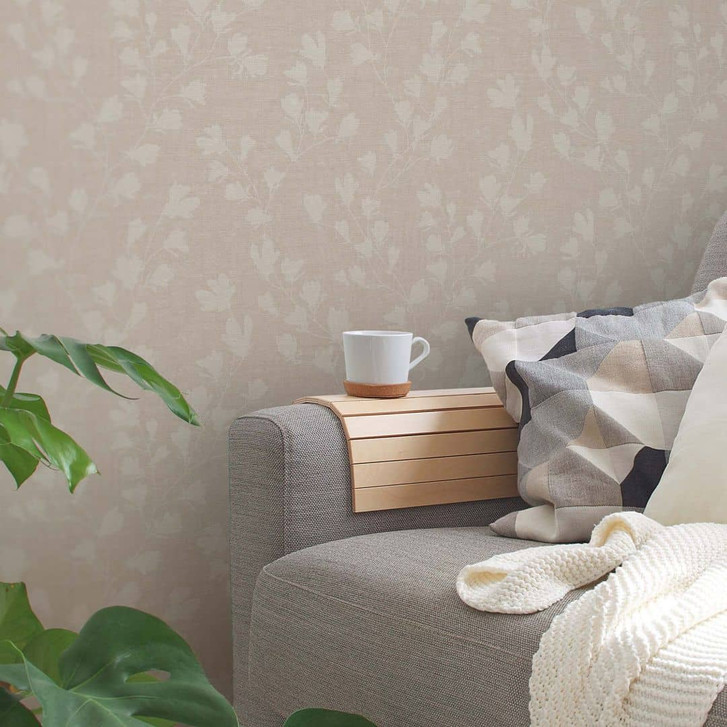Blatt Tapete Beige modern - florale Blätter Vliestapete Blumen - WA395718