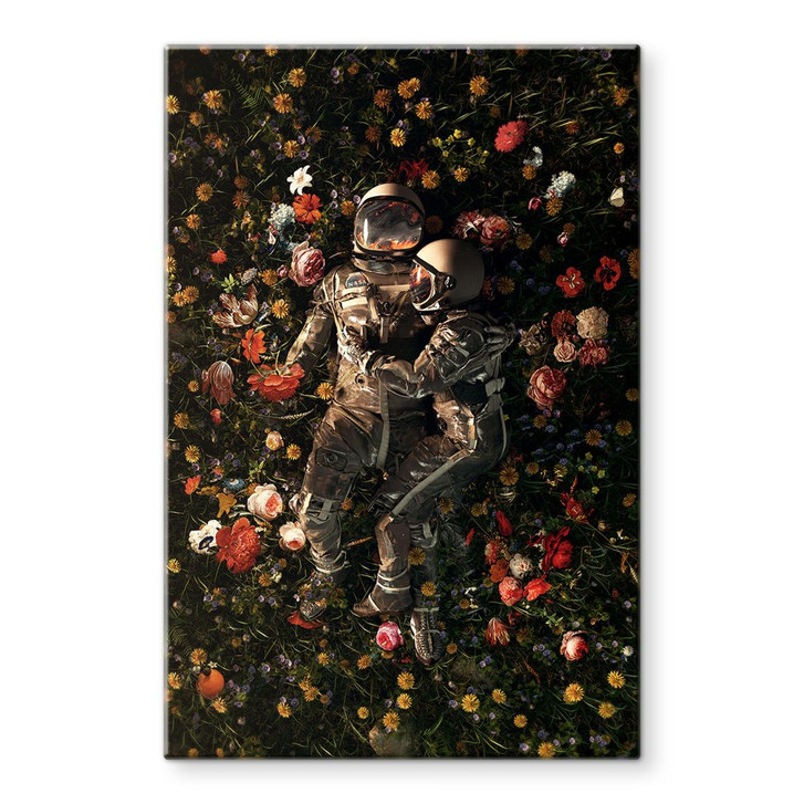 Glasbild Astronauten auf einer Blumenwiese - Nicebleed - WA400182
