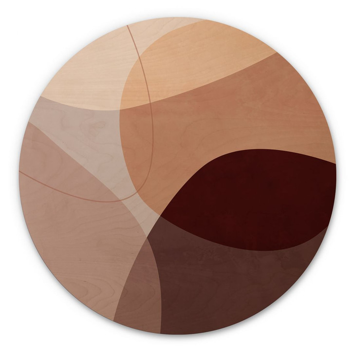 Holzbild Abstrakte Formen in warmen Erdtönen - Böhmer - Rund - WA400503